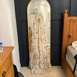 Long spaghetti strap, open back floral Billabong dress